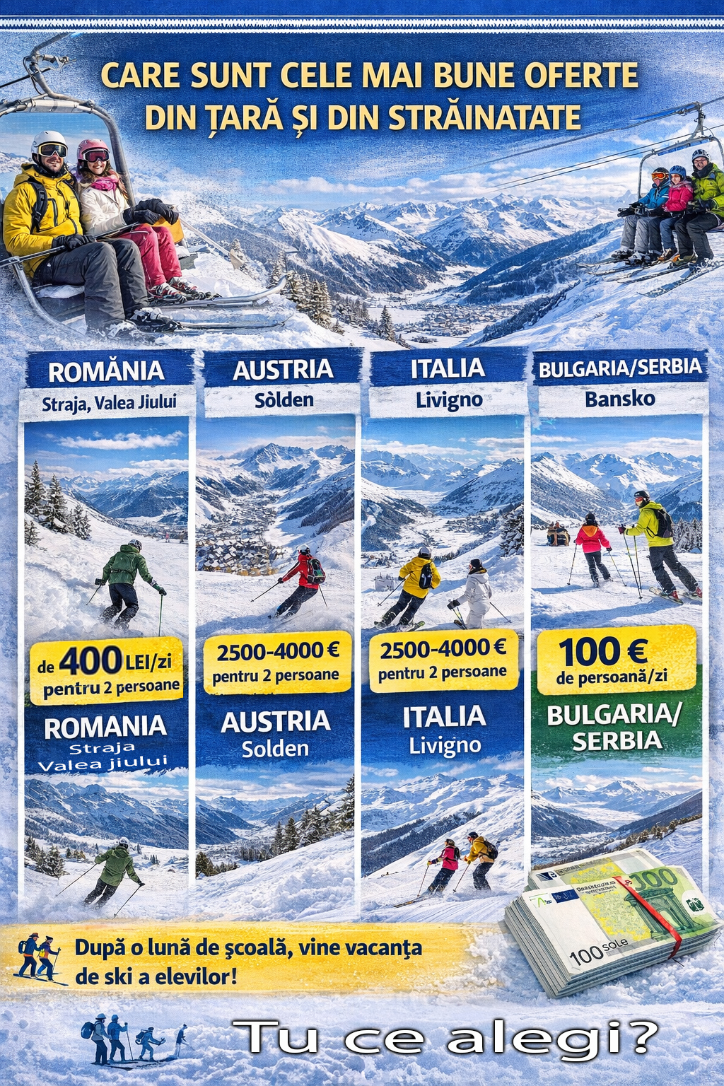 Urmează vacanţa de schi.